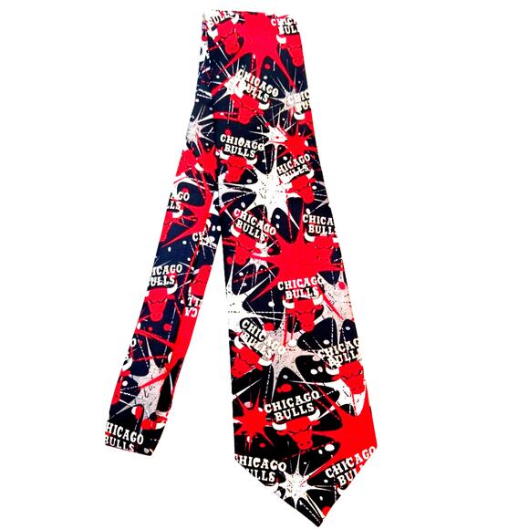 Chicago Bulls Necktie Burst Repeat Allover Print NBA Basketball Super Fan - Picture 1 of 9